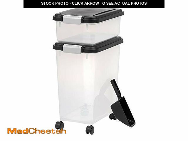 Lot 74-12664393 - IRIS USA Dog Food Storage Container, 30 lbs &amp; 11 lbs Combo, Cat Food Storage Container, Dog Trea...