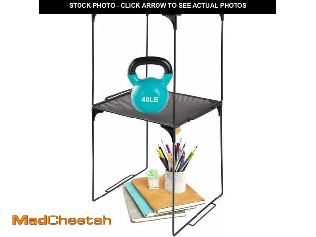 Lot 74-12675365 - Locker Organizer Shelf, Stackable, Extra Tall, Fits Standard Size School Lockers (Black 2 Pack) - UN...