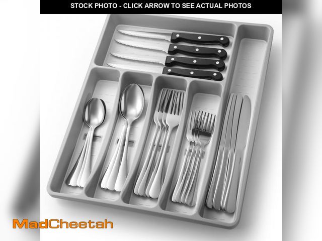 Lot 74-12047069 - 24-Piece Silverware Set with OrganizerÃÂ¯ÃÂ¼ÃâHeavy Duty Stainless Steel Flatware Cutlery Table...