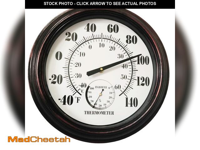 Lot 74-12437527 - Indoor Outdoor Thermometer Large 12 Inch Wall Thermometer-Hygrometer Waterproof Does not Require Bat...