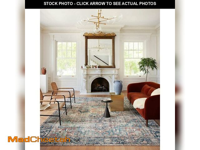 Lot 74-12760302 - Loloi Margot Collection MAT-02 Terracotta/Lagoon 2'-0" x 5'-0" Accent Rug feat. CloudPile, No-Shed E...