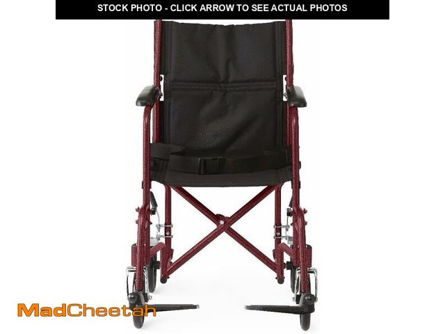 Lot 74-14305749 - Medline Steel Transport Chair, Folding Transport Wheelchair, Removable Swing-Away Footrests, Full-Le...