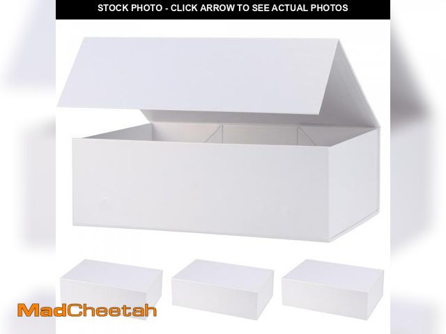 Lot 74-12052247 - Snclriao 4 Pack Gift Boxes 12x8x4 Inches, Magnetic White Gift Box with Lids for Presents, Collapsibl...