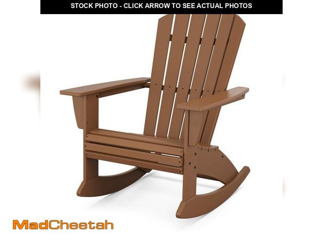 Lot 74-14290259 - POLYWOOD Nautical Curveback Teak HDPE Plastic Adirondack Outdoor Rocking Chair - UNUSED