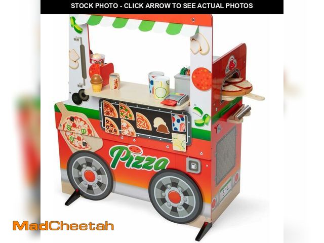 Lot 74-14349594 - Melissa &amp; Doug Wooden Pizza Food Truck Activity Center with Play Food, for Boys and Girls 3+ - U...