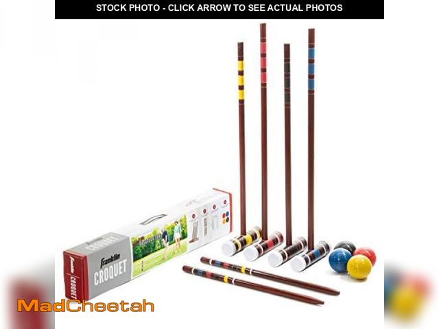 Lot 74-12137703 - Franklin Sports Croquet Set - Includes 4 Croquet Wood Mallets, 4 All Weather Balls, 2 Wood Stakes an...
