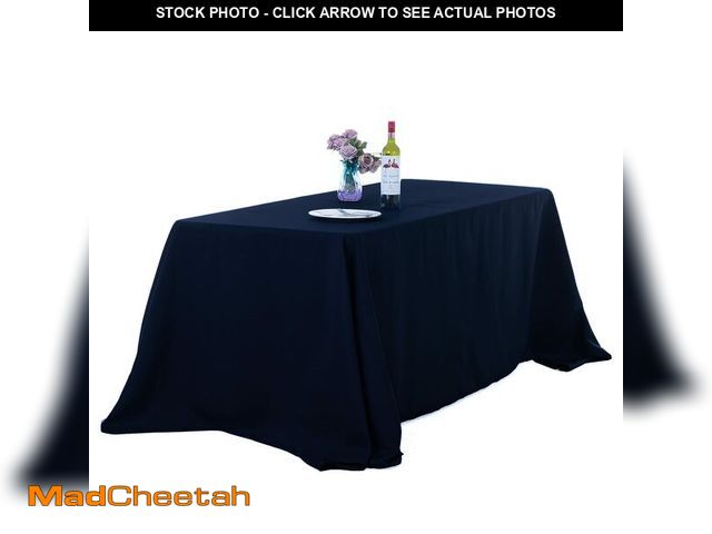 Lot 74-12709421 - Ascoza 2pack 90x156 Inch Navy Rectangular Tablecloth 8 Feet Table Cloth in Polyester Fabric for Wedd...
