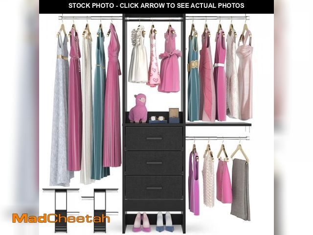 Lot 74-12150354 - Besiost 4FT Small Closet System with 3 Fabric Drawers, 48'' Closet Organizer System With 3 Adjustabl...