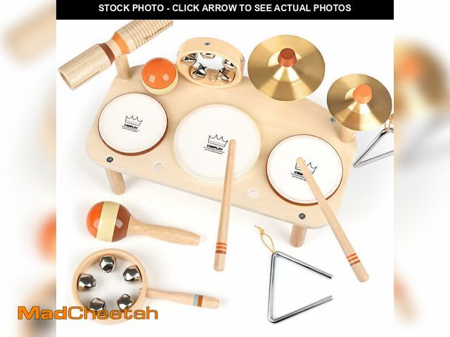 Lot 74-14210378 - Kids Drum Set - Montessori Toys for 2 Year Old Boy Girl Birthday Gifts, 11 in 1 Wooden Musical Instr...