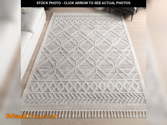 Lot 74-12391373 - nuLOOM 8x11 Ansley Moroccan Tassel Area Rug, Light Grey, High-Low Textured Bohemian Design, Plush Hi...