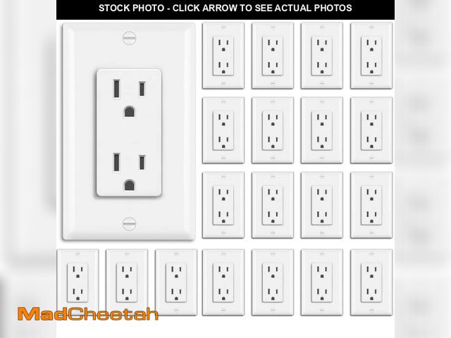 Lot 74-11547235 - BESTTEN 20 Pack 15 Amp Decorator Wall Receptacle Outlet, Non-Tamper-Resistant, Wallplate Included, 1...