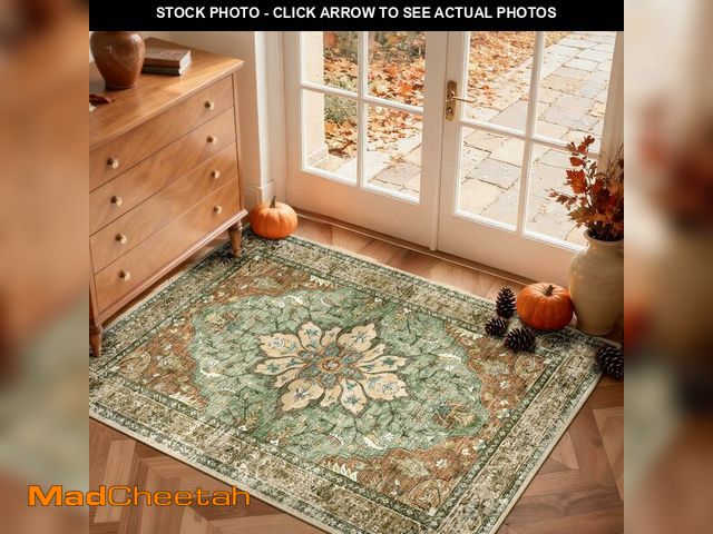 Lot 74-12441558 - RELEANY Area Rugs 3'x5' Washable Non-Slip, Floral Vintage Distress Print Pattern Medallion Carpet fo...