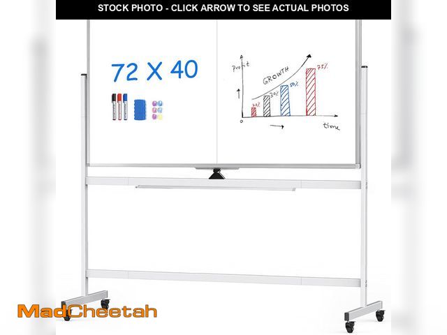 Lot 74-13044084 - Maxtek Rolling Whiteboard, 72x40 Large Double-Sided White Board Dry Erase on Wheels, Giant Magnetic ...