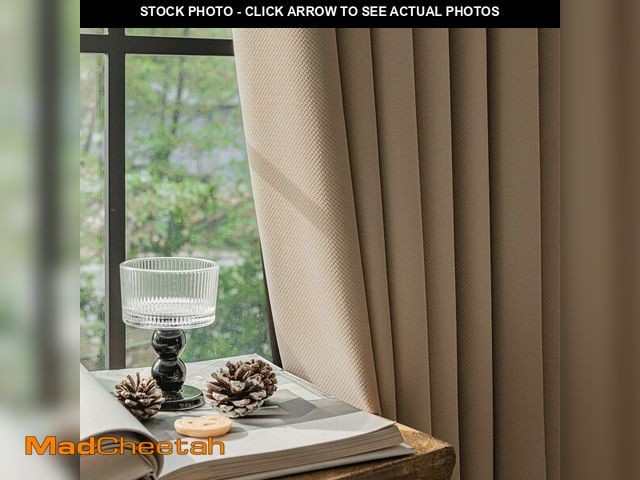 Lot 74-12711934 - FMFUNCTEX 100% Blackout Curtains for Bedroom, Brown Back Tab Curtain 90 Inches Long Drapery Thermal ...