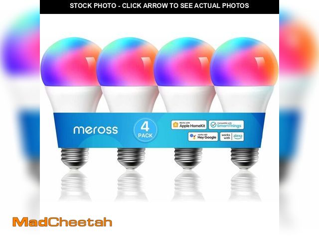 Lot 74-12714742 - meross Smart RGBWW WiFi LED Bulbs, Apple HomeKit Compatible, 60W Equivalent, 900 Lumens, Multicolor,...