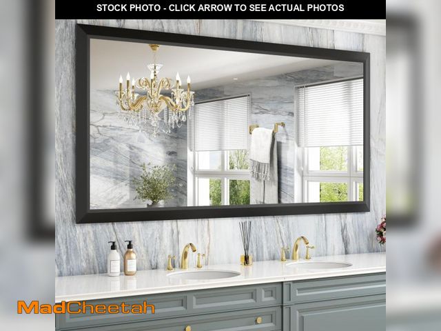Lot 74-12197199 - Amorho Black Bathroom Mirror, 72 X36 Inch Thick Metal Framed Wall Mirrors for Over 2 Sinks, Bedroom,...