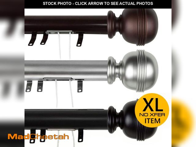 Lot 74-13019503 - Rod Desyne 84 in. - 156 in. Jovian Decorative Traverse Rod with Sliders in Black - UNUSED