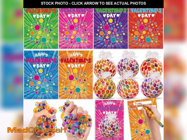 Lot 74-13543030 - FLYSNK 24 Pack Valentines Day Gifts for Kids Classroom Valentines Cards for Kids Shool with Fidget S...