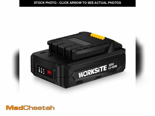 Lot 74-12719004 - WORKSITE 20 Volt Lithium Ion Replacement Battery, 2.0Ah Battery Fit Power Tools Only - USED