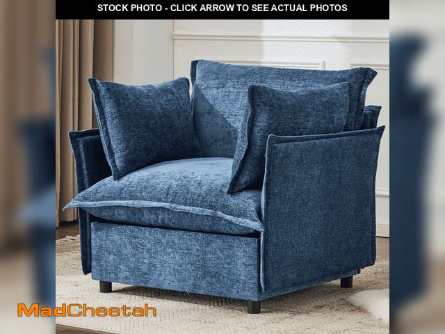 Lot 74-14323354 - Ktaxon Chenille Accent Chair, Reading Chair with Thick Cushions, Oversized Club Sofa with Two Armres...