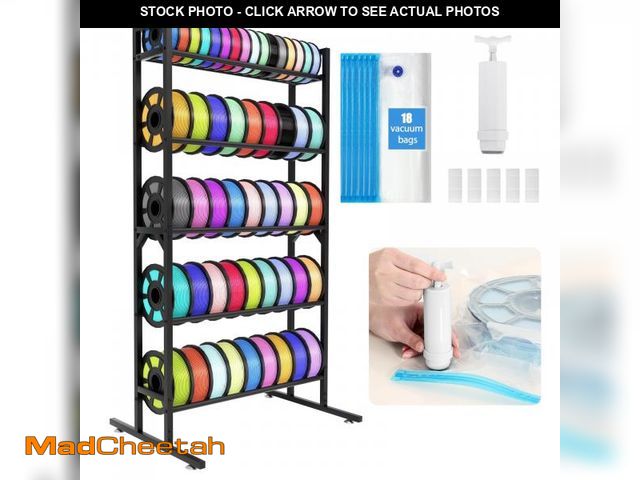 Lot 74-12418113 - LUCKUP 3D Printer Filament Storage Rack Stand w/Vacuum Bags &amp;Pump, 5-Tier Large Capacity Filamen...
