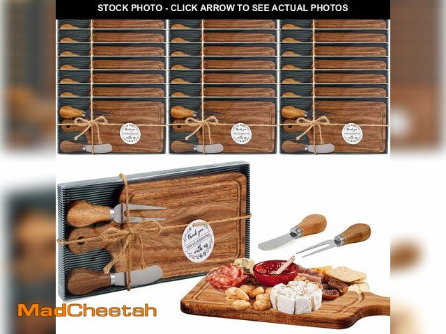Lot 74-14274716 - Ziliny 24 Sets Bridal Baby Shower Cheese Prizes Wooden Square Board Gift Set Knives Forks Thank You ...