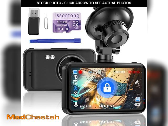 Lot 74-12113409 - Dash Cam, Dash Camera for Cars 1080P FHD Dashcam DVR Car Camera Dash Cam Front W/ 32GB Card,Night Vi...