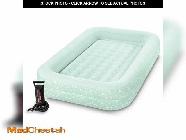 Lot 74-14477060 - Intex Kids Travel Air Mattress Inflatable Bed with Raised Sides and Hand Pump - Portable Blow-Up Tod...