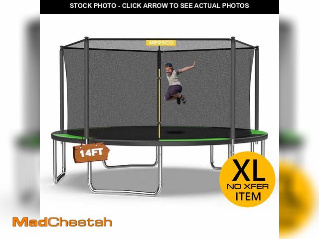 Lot 74-13114444 - Mersco 14ft Trampoline Heavy Duty Outdoor Trampoline for Kids, Backyard Trampoline with Enclosure Ne...