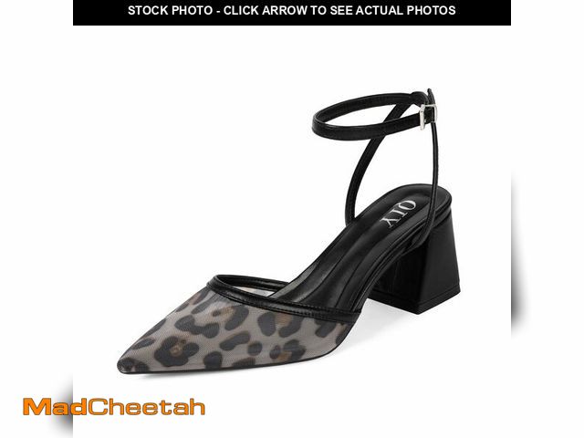 Lot 74-14301395 - QIY Mesh Heels for Women Closed Toe Leopard Heels Women Pointed Toe Leopard Strappy Mesh Heel Pumps ...