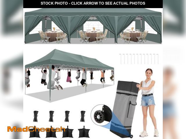 Lot 74-12294273 - HOTEEL 10x30 Pop Up Canopy Tent with 8 Sidewalls,Wave Eave Heavy Duty Canopy Tent for Outside ,Campi...
