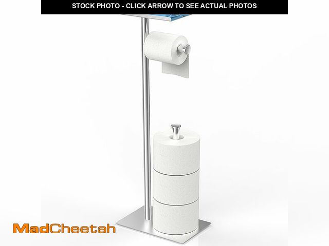 Lot 74-12699427 - CISILY Silver Stainless Steel Toilet Paper Holder Stand with Phone Shelf, Bathroom Toliet Decor Deco...