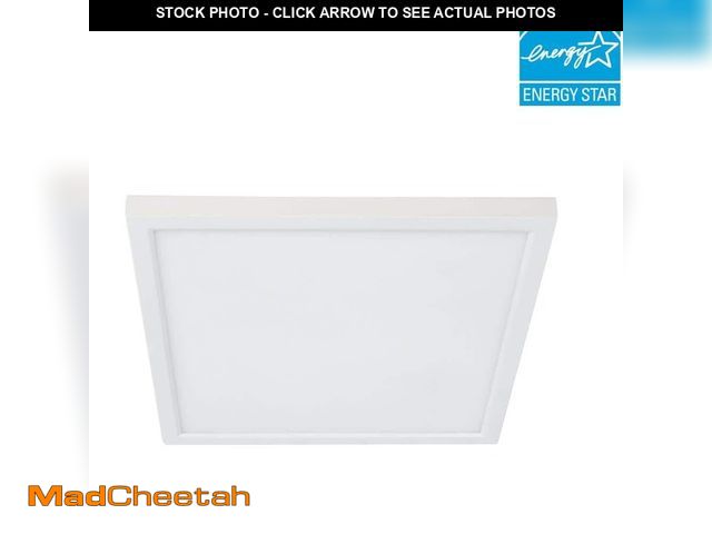 Lot 74-12557226 - Feit Electric 10.5-Watt Integrated LED Flush Mount 7.5 in. White Square Dimmable Flat Panel Ceiling ...