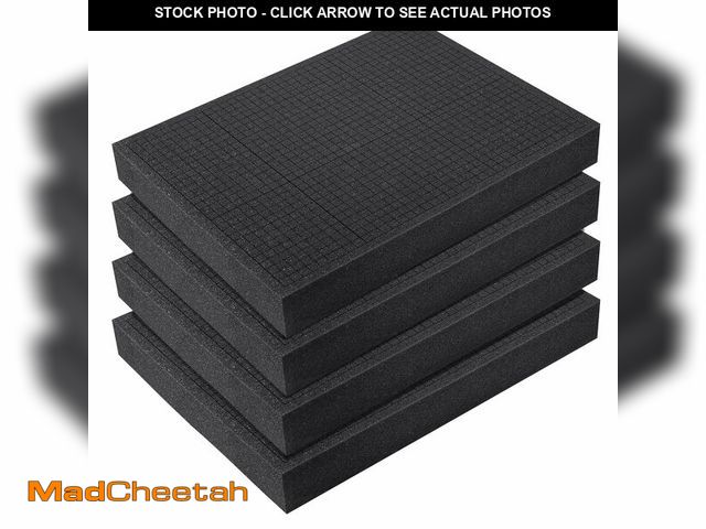 Lot 74-12697510 - 4 Pack Pick and Pluck Pre-cut Polyurethane Foam,16 x 12 x 2 Inch Pick Apart Insert Gun Case Foam She...