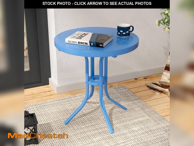 Lot 74-12692491 - JOYESERY Navy Blue Round Metal Powder-coated Steel Frame Outdoor Patio Side Table - UNUSED