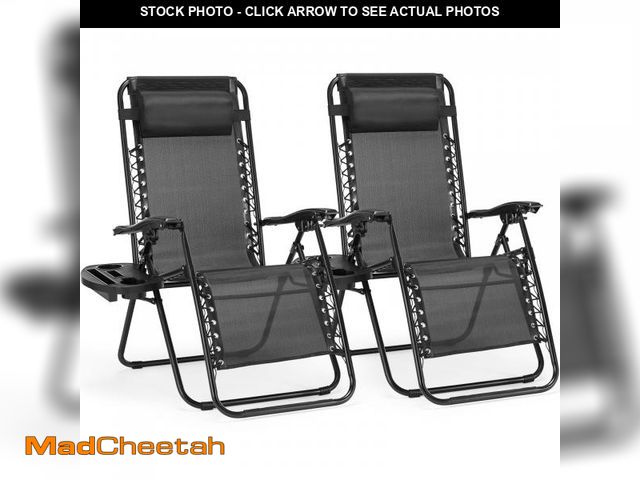 Lot 74-14609092 - CONCETTA 2 Zero Gravity Lounge Chairs, Foldable Reclining Camping for Patio, Lawn, Beach, Black - UN...