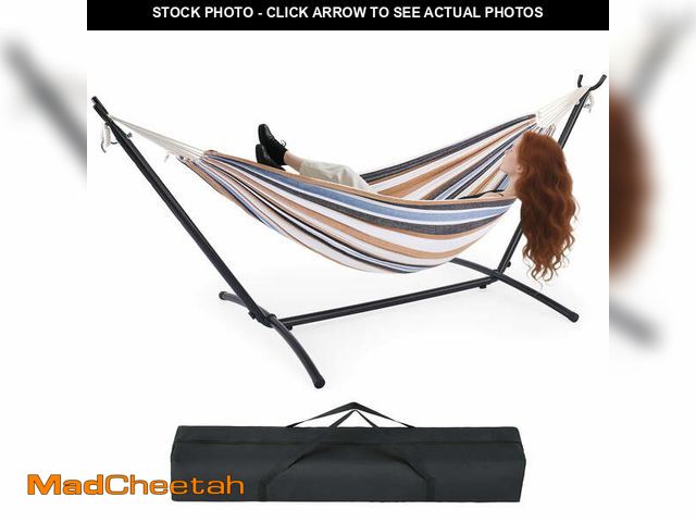 Lot 74-13816535 - (STAND ONLY) EDX Double Hammock Space Saving Steel Stand, 2 Person Heavy Duty Outdoor 450lb Capacity...