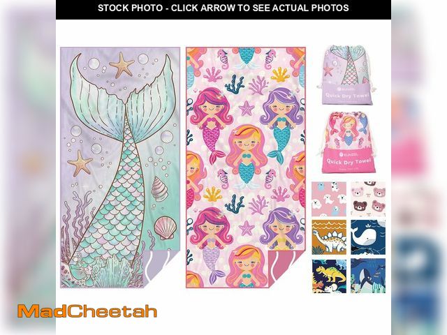 Lot 74-14266836 - Eunzel 2 Pack Microfiber Kids Beach Towel, Quick Dry Towels for Girls &amp; Boys Sand Free Travel To...