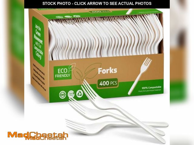 Lot 74-11848940 - Elegant Disposables 100% Compostable PLA Forks Bulk Pack 400 Pcs Biodegradable Disposable Plastic Cu...