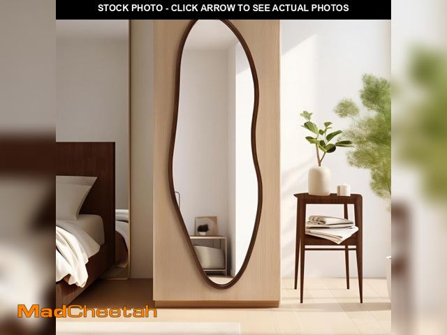Lot 74-12429043 - TheiaMo Irregular Full Length Mirror, 65"x22" Wooden Farmhouse Full Body Mirror, Large Asymmetrical ...