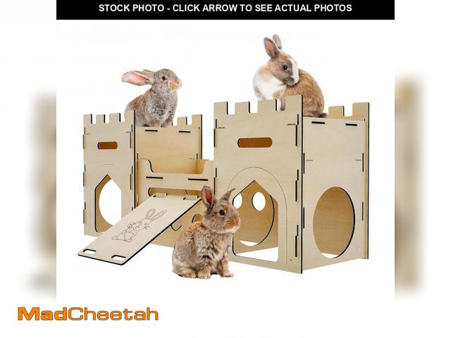 Lot 74-12437136 - HIIMALEX Extra Large Wooden Bunny Castle House Multistory Climbing Tower Hideout Ventilated Sturdy H...