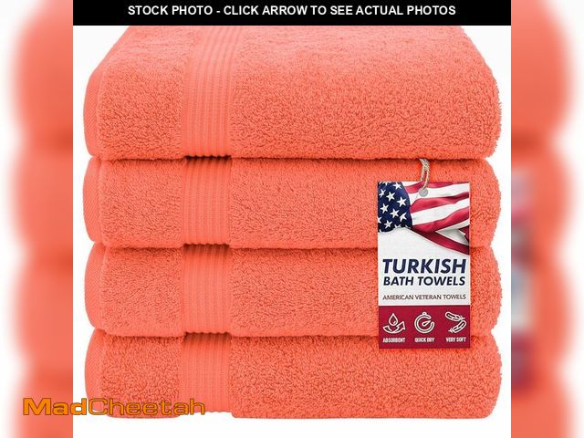 Lot 74-14144475 - American Veteran Towel, 100% Cotton Turkish Bath Towels for Bathroom 4 Pack, 27x54 Extra Large Premi...