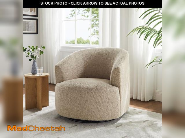 Lot 74-12405513 - Mainstays Boucle Swivel Accent Chair, Cream - UNUSED