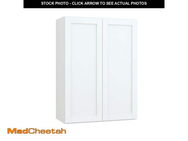 Lot 74-13821211 - (MISSING HARDWARE) Hampton Bay Courtland 27 in. W x 12 in. D x 36 in. H Assembled Shaker Wall Kitche...