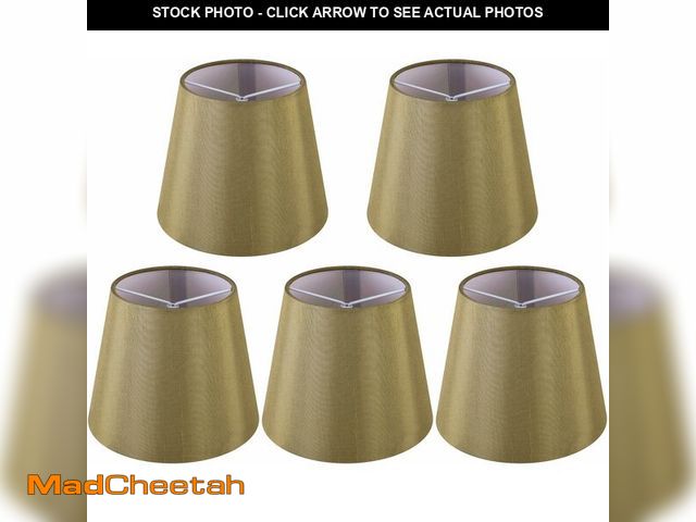 Lot 74-12607385 - Set of 5 Dark Tan Small Lamp Shade (Clip On Bulb), 4 x 6 x 5in, Faux Silk Mini Lampshades for Chande...