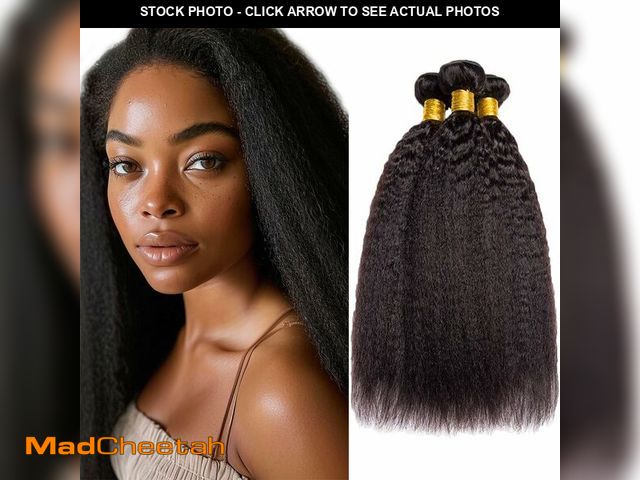 Lot 74-12702531 - Kinky Straight Bundles Human Hair Natural Black Color Yaki Human Hair Bundles 12 12 12 Inch Double W...