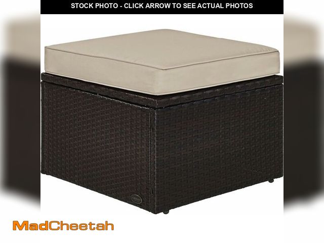 Lot 74-14348631 - Crosley Furniture Palm Harbor Wicker Outdoor Ottoman Foot Rest for Patio, Deck, Porch, Brown with Sa...