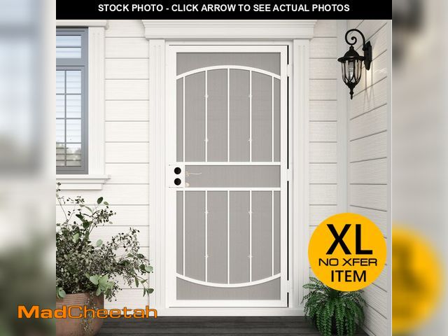 Lot 74-13789024 - JUBEST 36" x 80" Steel Security Door, Universal/Reversible Outswing Security Screen Door, White Powd...