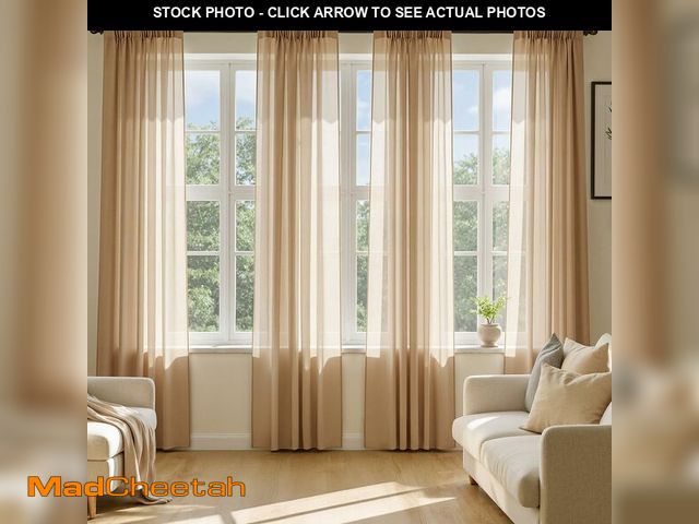 Lot 74-14062325 - MIULEE Brown Sheer Curtains 90 Inches Long, 4 Panels Set, Rod Pocket Voile Drapes Light Filtering an...