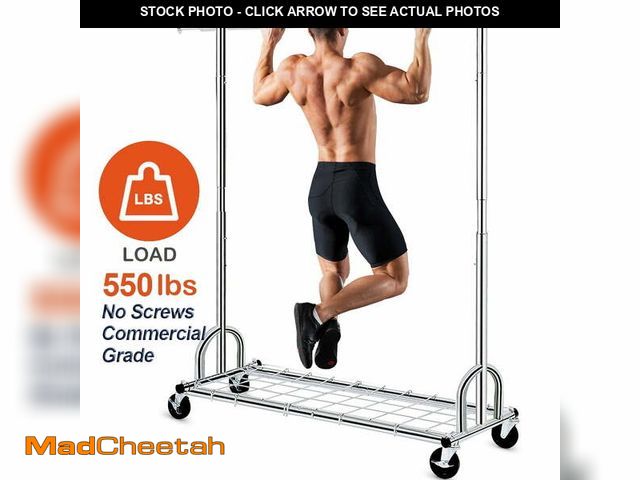 Lot 74-12800465 - Hokeeper 550 lbs Heavy Duty Commercial Grade Garment Rack Portable Freestanding Modern Clothes Rack,...